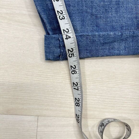 Talbots Ankle Pants Roll Tab Women 12 Blue Chambray Casual Elastic Back Comfort - Picture 9 of 12